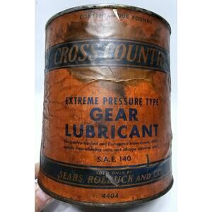 Vtg Empty 4 Pound Can CrossCountry Extreme Pressure Gear Lubricant Sears Roebuck